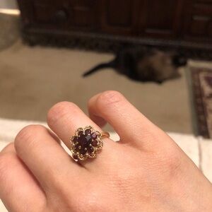 Gold solid 10k  Ring genuine vintage Victorian genuine garnet rare